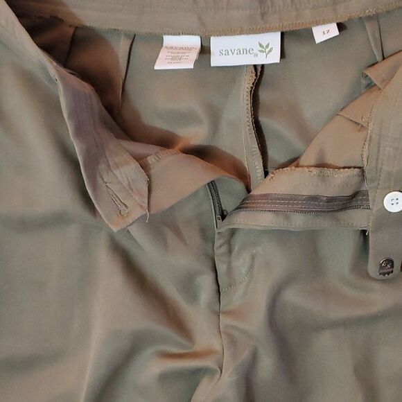 SAVANE, NEW WOMEN'S TAN PANTS, SIZE 12, HOOK & BUTTON CLOSURE, HIDDEN ZIPPER - Picture 3 of 9